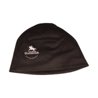 Schwarzes Beanie mit weissem Logo