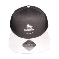 Weiss schwarzes Snap Back Cap mit weissem Logo