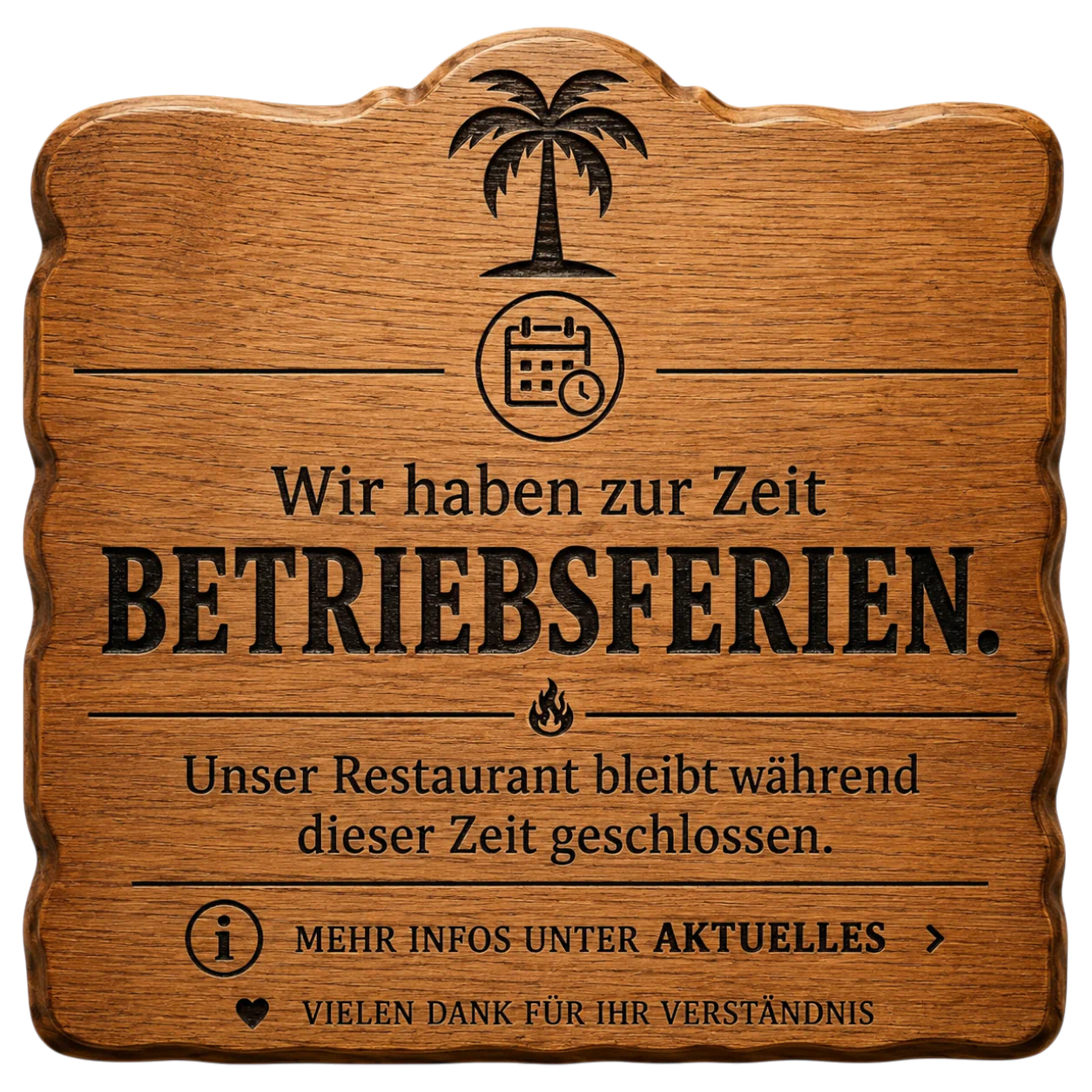 Hinweis zu den Betriebsferien des Restaurant Hazienda.